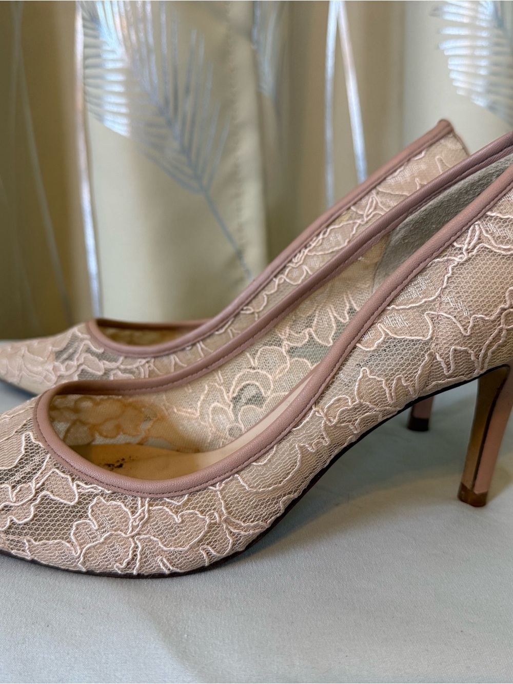 LK Bennet Beige Lace Pointed-Toe Pumps - Picture 2 of 12